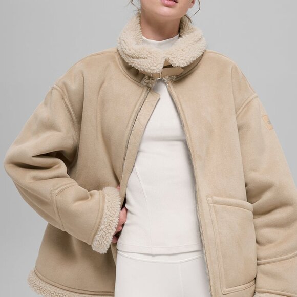 Alo Yoga Faux Shearling Grand Jacket Woodland Tan - Picture 5 of 6